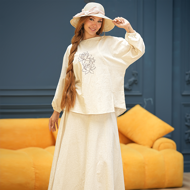 شومیز و دامن زنانه طرح نباتی ناز