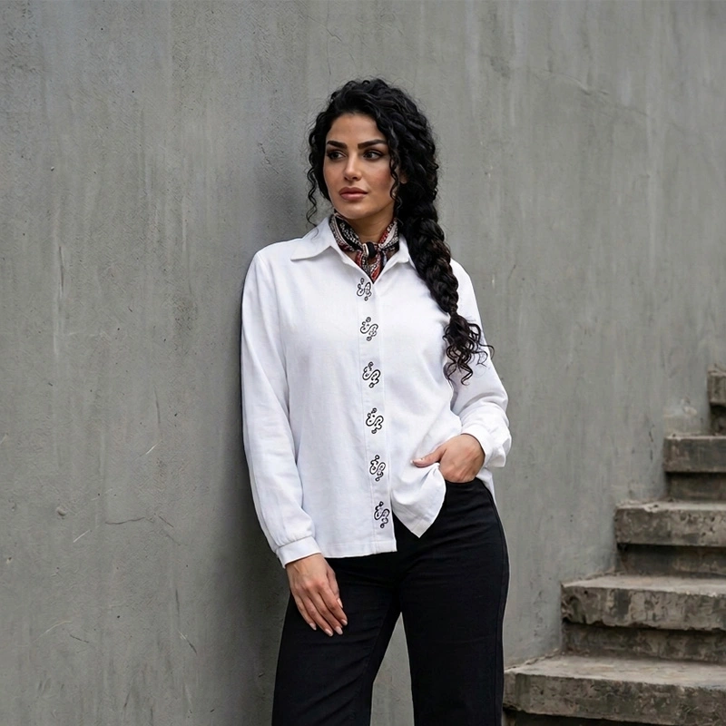 شومیز زنانه طرح هیچ سفید