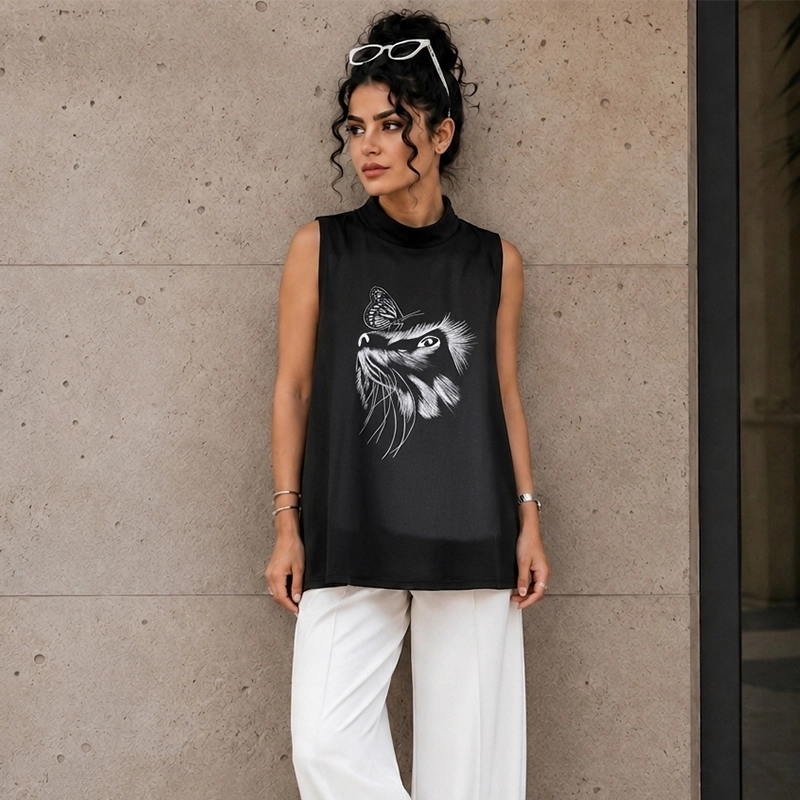 تاپ زنانه طرح گربه