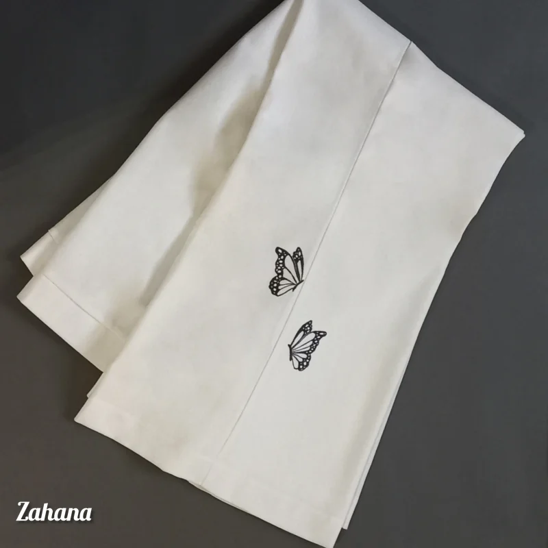 شلوار زنانه طرح پروانه سفید