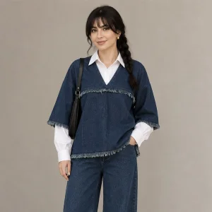 بلوز زنانه طرح دنیم آرت