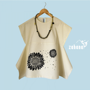 شومیز زنانه طرح گل آفتاب گردون