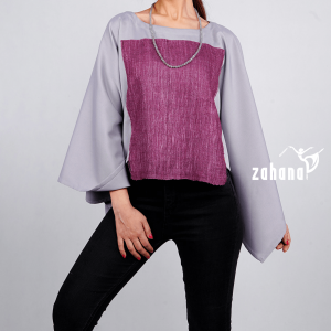 شومیز کیمونو زنانه طرح دو رنگ مدل S007