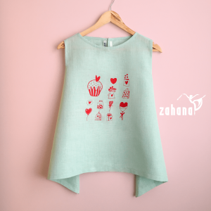 تاپ زنانه طرح جعبه عشق سبز