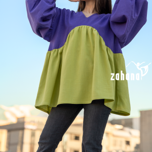 تونیک زنانه طرح آستین پفی بنفش