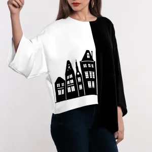 بلوز زنانه طرح شهر من مشکی