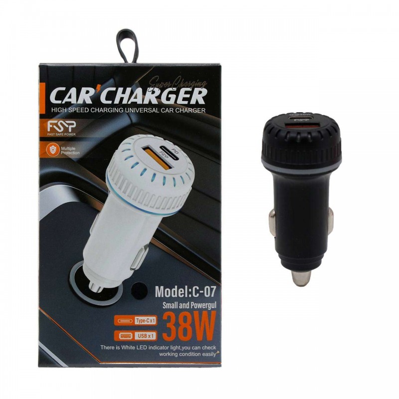 شارژر فندکی 38W دو پورت FSP مدل C-07