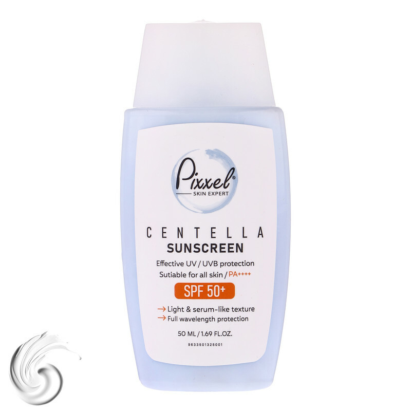 کرم ضد آفتاب بی‌رنگ پیکسل SPF 50 مدل Centella ‌محافظ UVA ،UVB، ++++PA مناسب برای انواع پوست‌ حجم 50 میلی‌لیتر