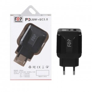شارژر دیواری فست و PD دو پورت FSP مدل PD001 20W