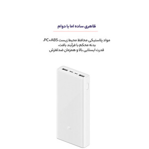 پاوربانک شیائومی مدل PLM18ZM ظرفیت 20000 میلی آمپر ساعت