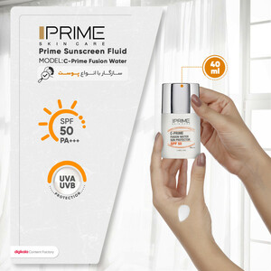 فلوئید ضدآفتاب بی‌رنگ پرایم SPF50 مدل C-Prime Fusion Water مناسب انواع پوست، حجم 40 میلی‌لیتر