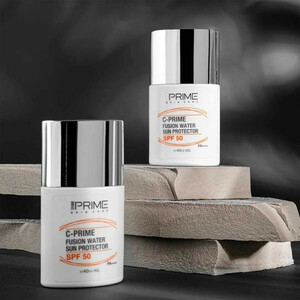 فلوئید ضدآفتاب بی‌رنگ پرایم SPF50 مدل C-Prime Fusion Water مناسب انواع پوست، حجم 40 میلی‌لیتر