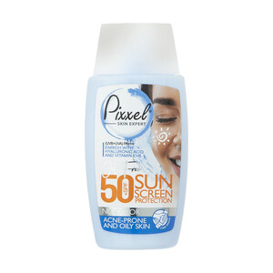 کرم ضدآفتاب بی‌رنگ پیکسل SPF50 مدل Oily Acne-Prone Skin، مناسب پوست‌های چرب، حجم 50 میلی‌لیتر