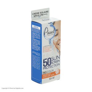 کرم ضدآفتاب بی‌رنگ پیکسل SPF50 مدل Sensitive، مناسب پوست‌های خشک و حساس، حجم 50 میلی‌لیتر