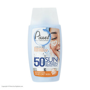 کرم ضدآفتاب بی‌رنگ پیکسل SPF50 مدل Sensitive، مناسب پوست‌های خشک و حساس، حجم 50 میلی‌لیتر