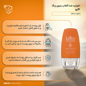فلوئید ضد آفتاب بدون رنگ الارو SPF50 مدل Ultra Light تحت لیسانس محافظ UVA ،UVB، مرطوب‌کننده مناسب پوست‌‌های چرب و مختلط حجم 50 میلی‌لیتر