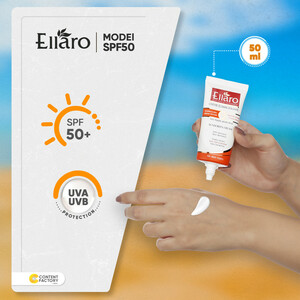 ضد آفتاب بدون رنگ الارو مدل SPF50 محافظ UVA ،UVB، ضد چروک، مناسب انواع پوست تحت لیسانس حجم 50 میلی‌لیتر