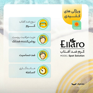 کرم ضد آفتاب و ضد لک بدون رنگ الارو SPF50 مدل Spot Solution محافظ UVA ،UVB، مناسب انواع پوست تحت لیسانس حجم 40 میلی‌لیتر