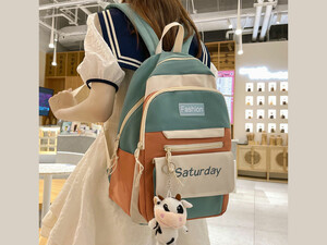 کیفیت کوله پشتی با ظرفیت بزرگ IOS/Aiguoshi School bag female backpack 2023 new large capacity 4079