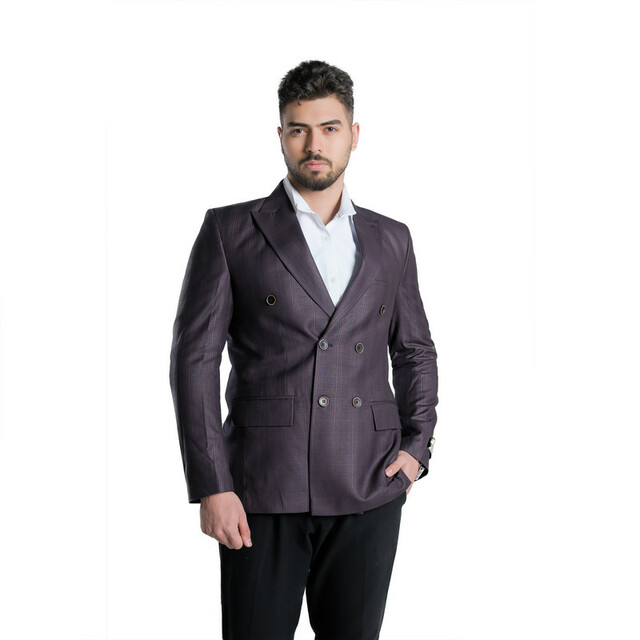 کت تک مردانه نوک مدادی چهارخانه مدل 5-5