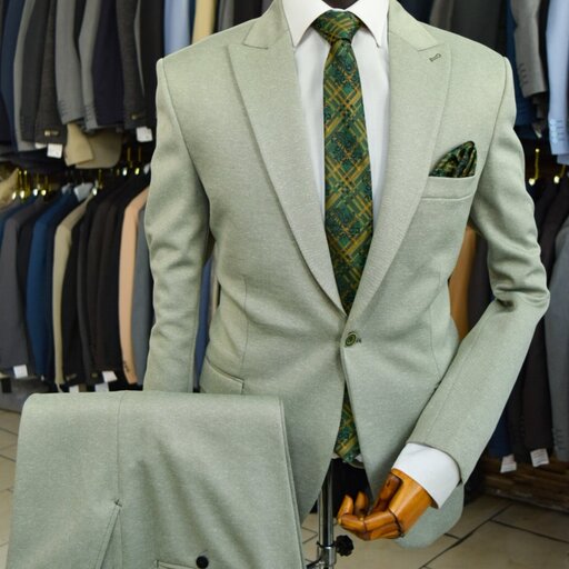 کت و شلوار مردانه سبز روشن پارچه سوپر کش