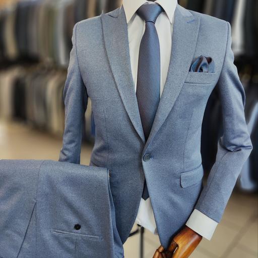 کت و شلوار مردانه آبی روشن پارچه سوپر کش