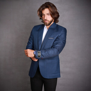 کت تک مردانه مدل وزرا -HEY-رنگ آبی کاربنی