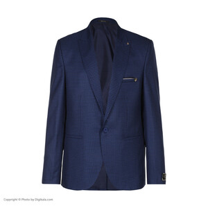 کت تک مردانه مدل چهارخانه ریز رنگ آبی کاربنی