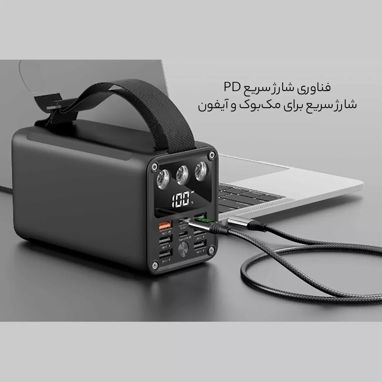 پاوربانک تایپ سی و یو اس بی 60000 گرین GNMPB60KBK