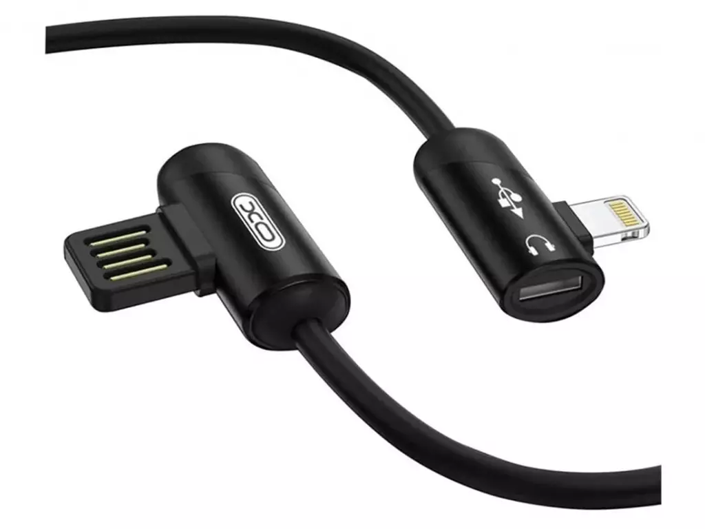 کابل شارژ و مبدل صدای لایتنینگ ایکس‌او به طول یک متر XO Lightning audio cable NB38