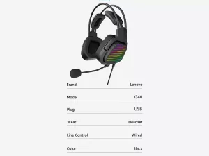 هدفون گیمینگ سیمی با کابل یواس‌بی لنوو Lenovo G40 Stereo Wired Gaming Earbuds