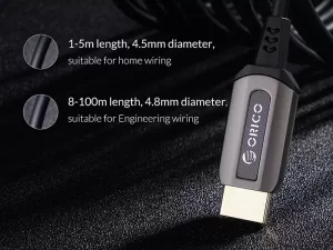 کابل اچ دی ام آی فیبر نوری 80 متری اوریکو ORICO HDMI to HDMI Fiber-optic 4K/60HZ Cable GHD701 80m