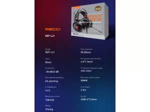 هدست سیمی گیمینگ با جک 3.5 میلی‌متری رسی Recci REP-L21 Wired Gaming Headset