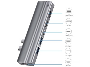 هاب تایپ سی 8 پورت فلزی مک بوک ویوو Wiwu T9 8 In 1 Type-C HUB