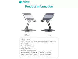 هولدر رومیزی تبلت و موبایل کوتتسی Coteetci SD-56 Rotating Plate bracket 51015