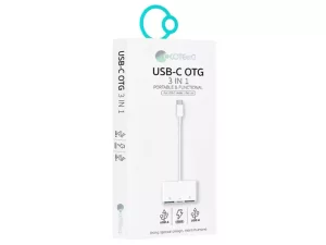 کابل تبدیل او تی جی تایپ سی به یو اس بی و تایپ سی کوتتسی Coteetci USB-C 3in1 OTG 33018