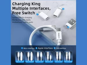 مجموعه کابل چند کاره تایپ سی، یو اس بی, میکرو و لایتنینگ 60 وات راک ROCK RCB0831 ,RCB0832 Newest Multifunctional Charging Cable Set Storage Box