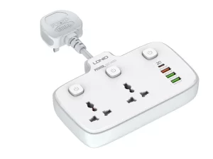 چند راهی برق دو سوکت و چهار پورت شارژ گوشی موبایل الدنیو LDNIO SC2413 Universal Power Strip