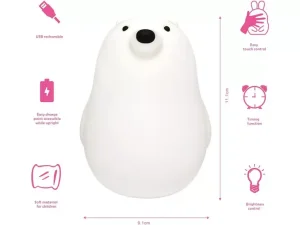 چراغ خواب رومیزی فانتزی قابل شارژ MUID white bear pat lamp silicone