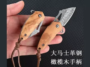 چاقو آنباکسینگ تاشو فولادی با دسته چوبی steel sharp pocket knife portable knife