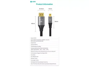 کابل تبدیل مینی دیسپلی پورت به دیسپلی پورت 2 متری کوتتسی Coteetci Mini DP To DP Display HD Cable 87401