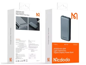 پاور بانک تایپ سی و یو اس بی 65 وات 20000 مک دودو Mcdodo MC-446 Light Interaction Digital Display Power Bank