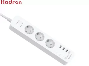 چند راهی برق ارت دار سه سوکت و سه یو اس بی هادرون Hadron P323 3 AC Outlets 3 USB Power Strip