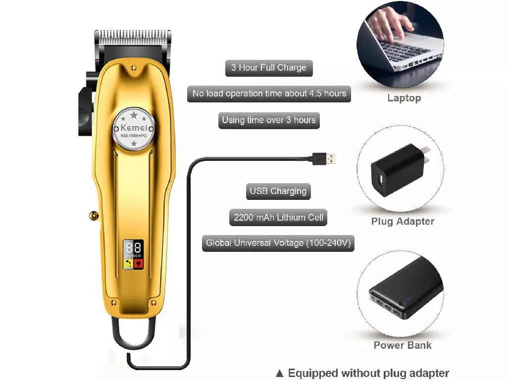 ماشین اصلاح موی سر و صورت شارژی کمی Kemei Professional Hair Clipper KM-1986