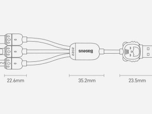 کابل سه سر یواس‌بی به لایتنینگ، میکرو و تایپ‌سی بیسوس BASEUS Year of the Tiger 3in1 USB para M+L+C 3.5A 1.2m CASX010001