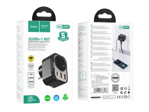 سوکت برق و 2 یو اس بی و 1 تایپ سی هوکو Hoco Multifunctional socket NS3 EU / GER