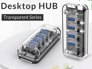 هاب یو اس بی 4 پورت اوریکو Orico 4 Port USB3.0 Transparent HUB F4U-U3