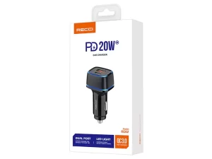 شارژر فندکی فست شارژ رسی Recci RQ02 PD 20W + QC3.0 Car Charger