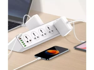 چندراهی برق 10 سوکت، 5 یواس‌بی و 1 تایپ‌‎سی الدنیو Ldnio Power Strip 2500W 2m UK Plug SC10610