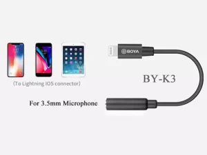 کابل تبدیل بویا BOYA BY-K3 3.5mm TRS Male to Lightning Adapter Cable